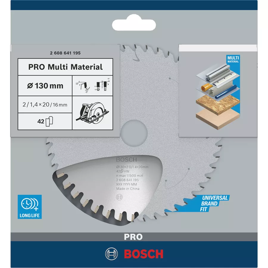 Lame BOSCH Multi Material Ø130 x 20/16mm 42 dents